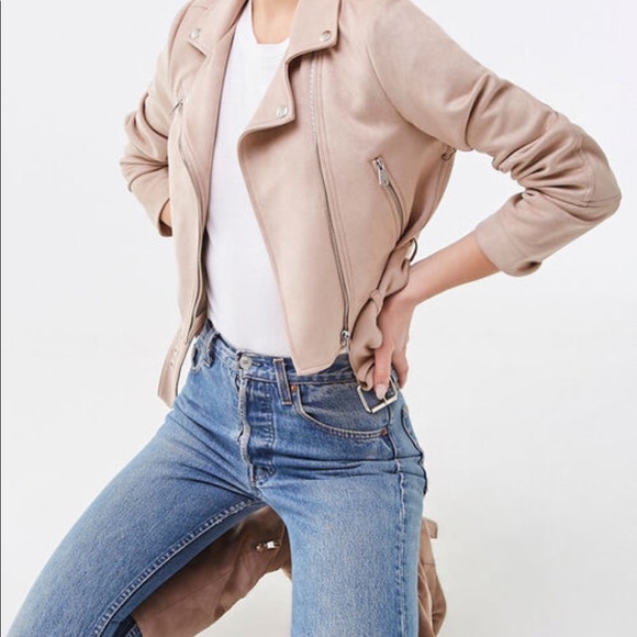 Forever21 Belted Faux Suede Moto Jacket - Picture 1 of 6